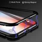 Luxury Tempered Glass Full Cover Mobile Phone Protection Case Cel Phone Case Magnetic Metal Bumper Phone Case for Iphone X/Xmax