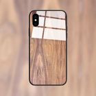 Mobile phone accessories, OEM logo glass wood phone case for iphone X case