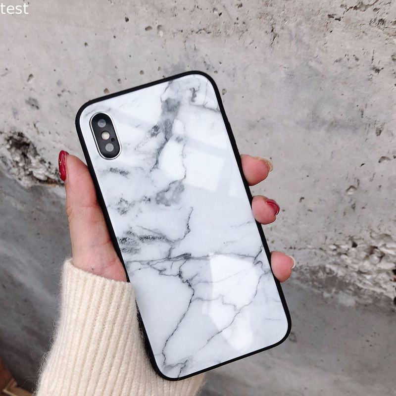 Marble Glass Phone Case for iPhone X 8 7 6S 6 Plus Fashion Tempered Glass Coque Back Cover Cases for Apple